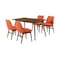 Armen Living Westmont and Azalea Orange and Walnut 5 Piece Dining Set SETWEDI5AZWAOR - alternate 1
